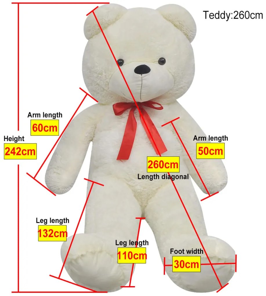 Urso de peluche 242 cm branco
