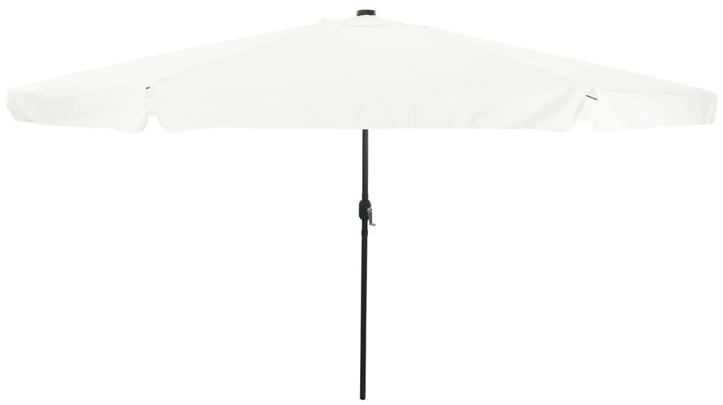 Parasol de Jardim vidaXL com Luzes LED ø395x245 cm Branco Areia