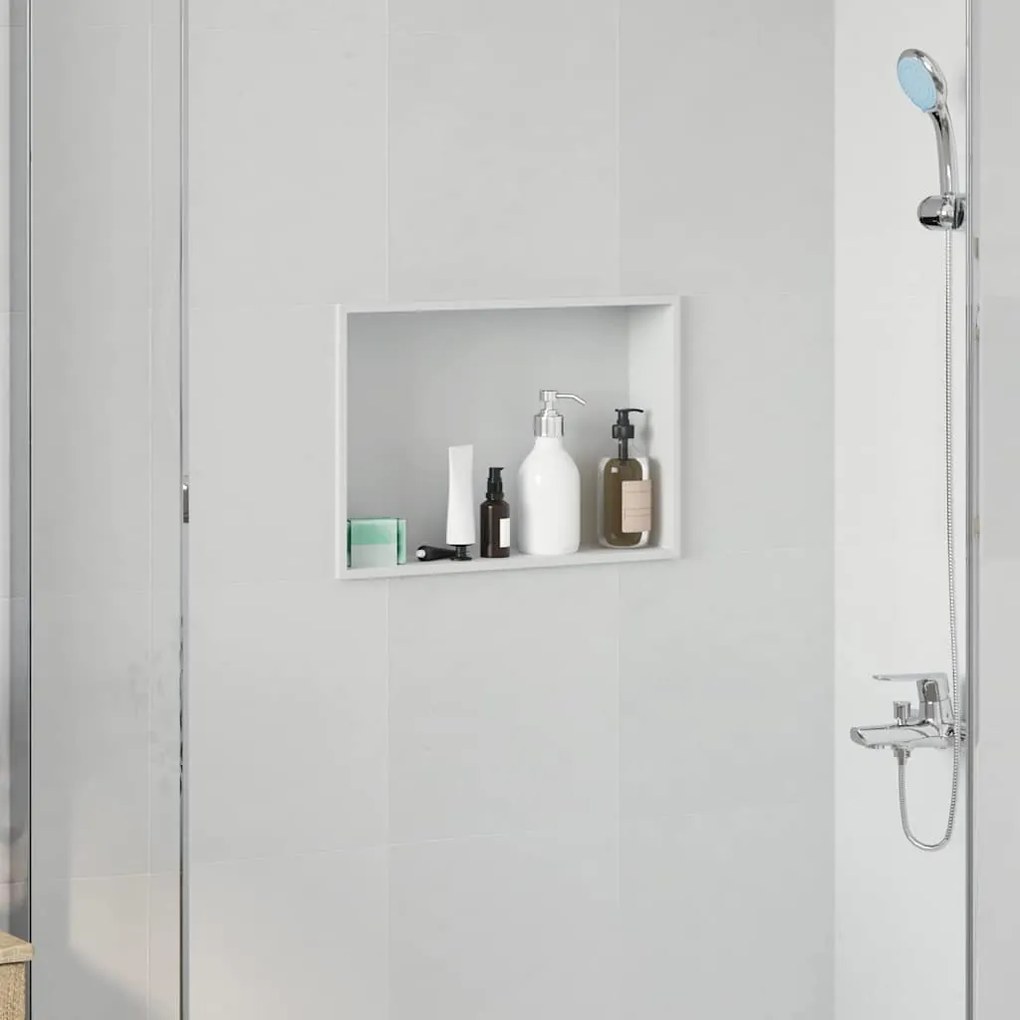 vidaXL Nichos de Chuveiro Branco 45 x 30 x 9.5 cm Aço inoxidável