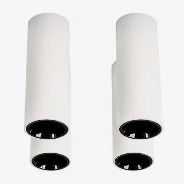 Pack De 4 Apliques De Teto Led De Superfície Redondos Ø5,7 Cm Em Alumínio Luisiana Branco - Preto & Branco 3000k & 8 W & 23º - Sklum