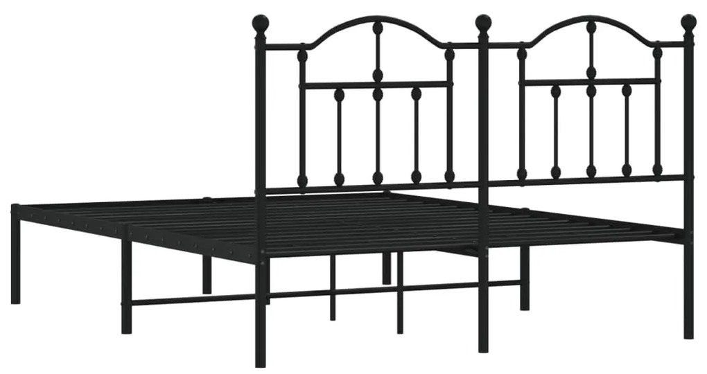 Estrutura de cama com cabeceira 140x200 cm metal preto