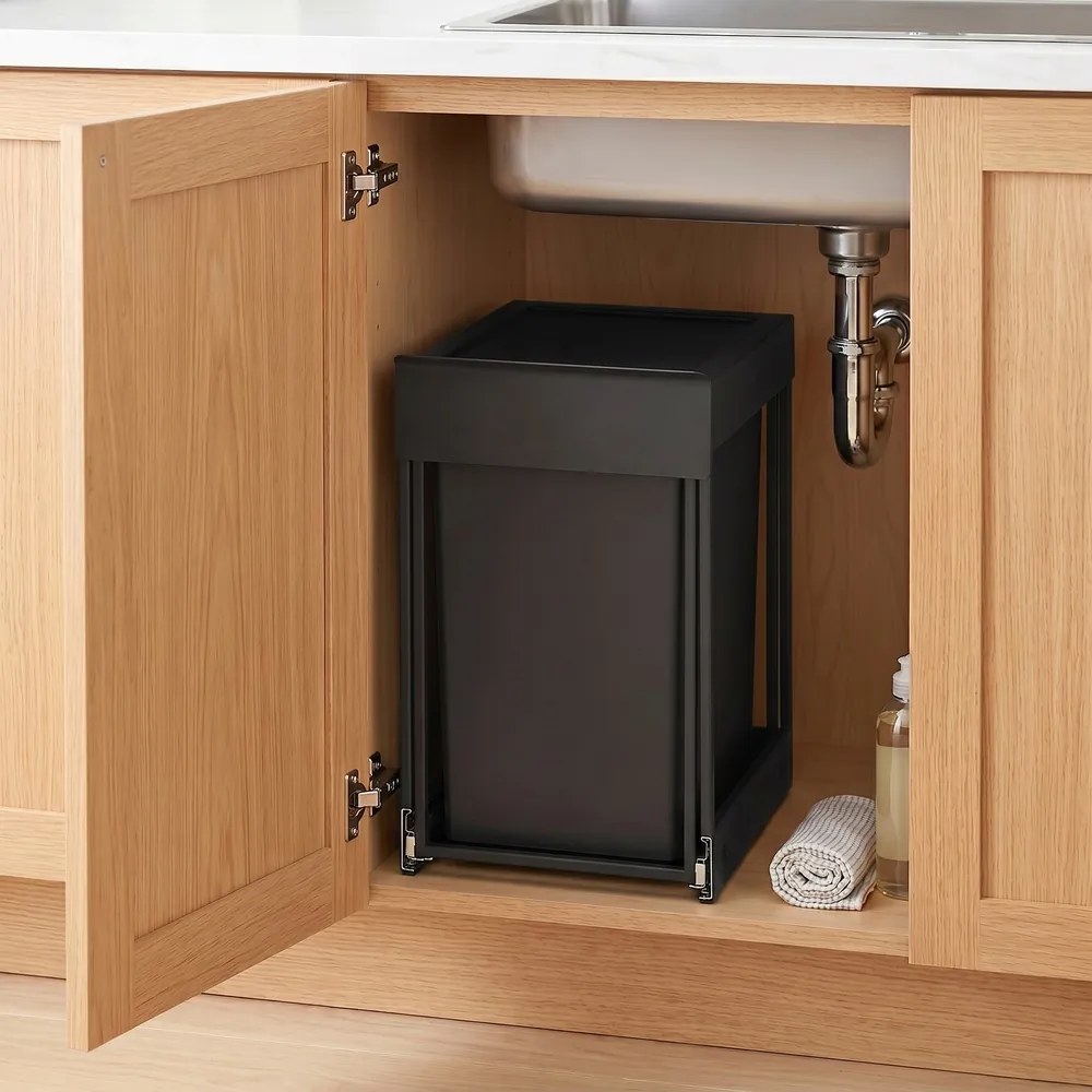 Caixote do lixo de cozinha, para armário inferior, 1 x 20 L 34,7 x 25,7 x 43,4 cm (C x L x A) Preto