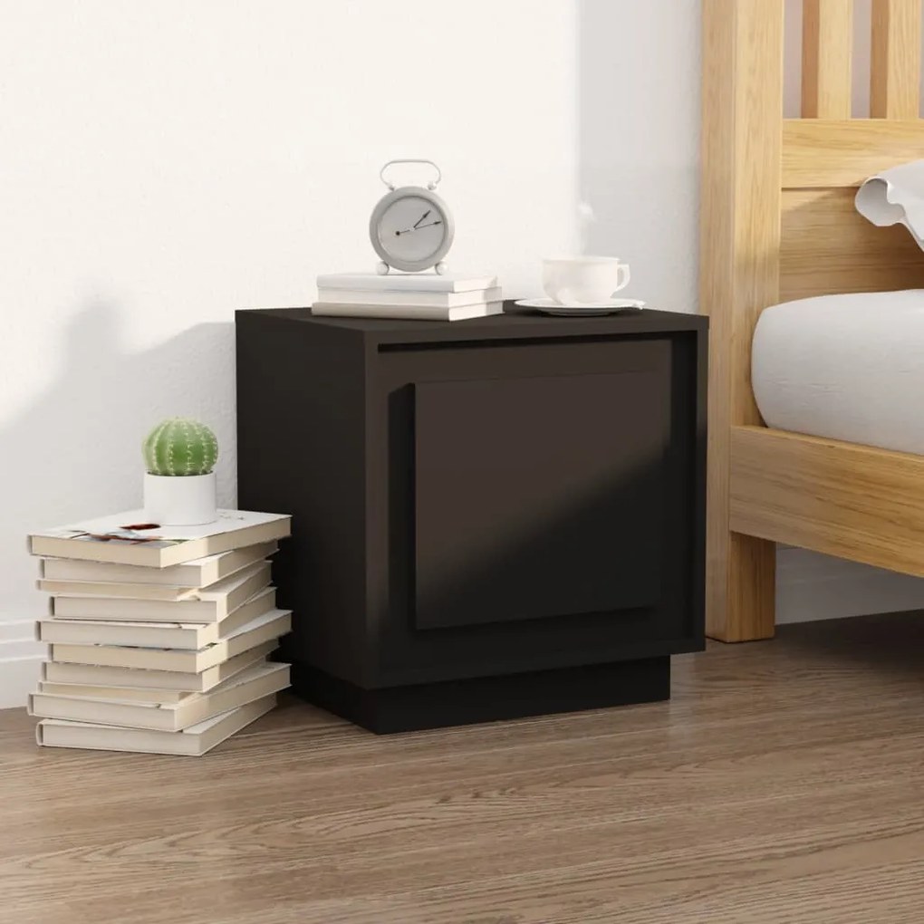 vidaXL Mesa de cabeceira 44x35x45 cm derivados de madeira preto