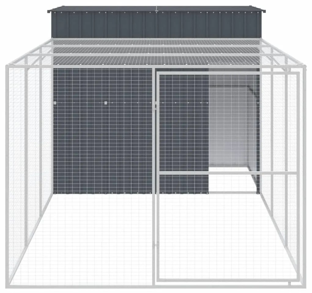 Casota p/ cães c/ parque 214x457x181 cm aço galvaniz. antracite