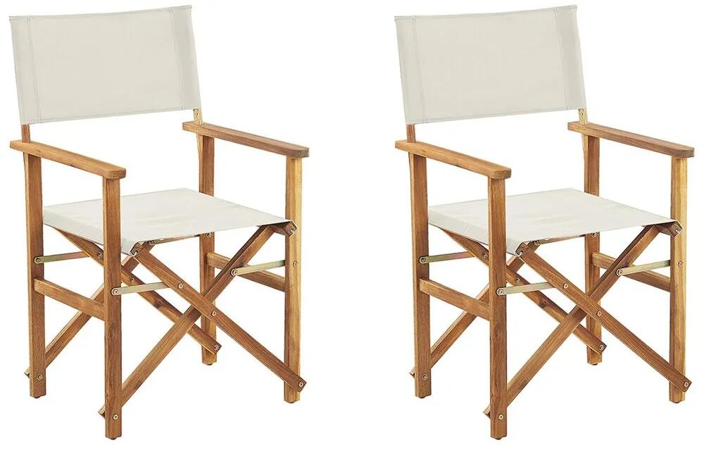 Conjunto 2 cadeiras em madeira clara capas branco sujo CINE Beliani