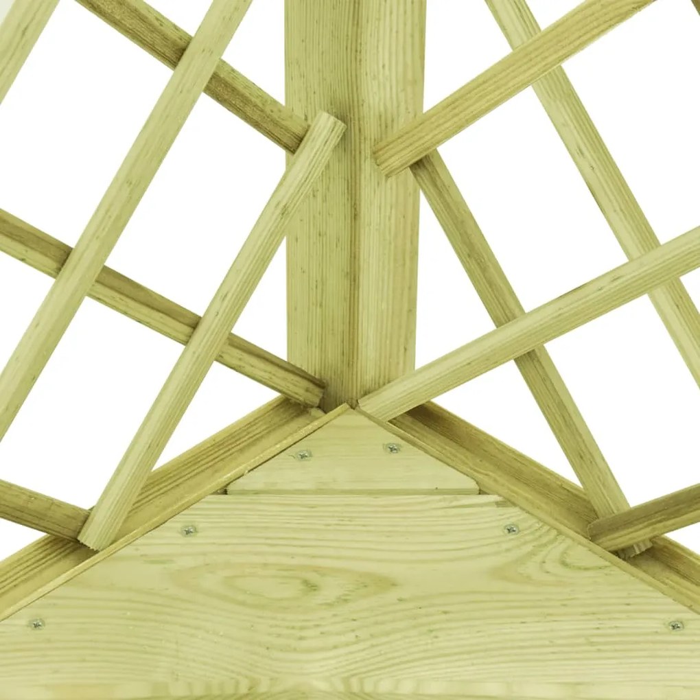 Pérgola de canto com banco 130x130x197 cm pinho impregnado