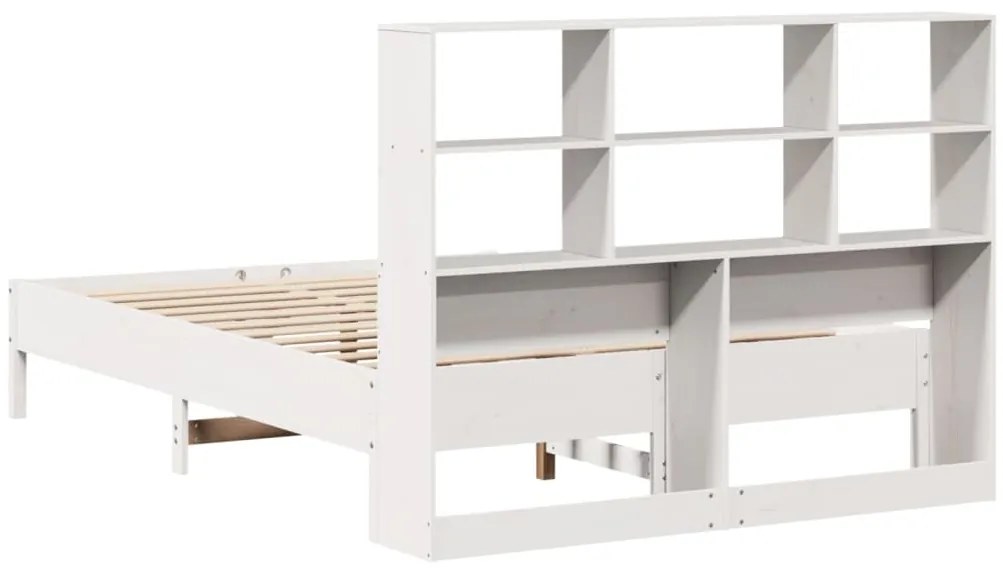 Cama com estante sem colchão 150x200 cm pinho maciço branco