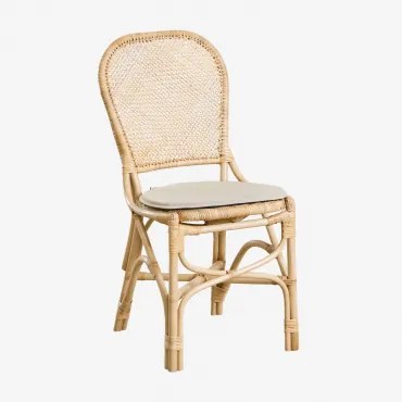 Pacote De 4 Cadeiras De Jardim De Vime Zariel Natural & Beige Creme - Sklum