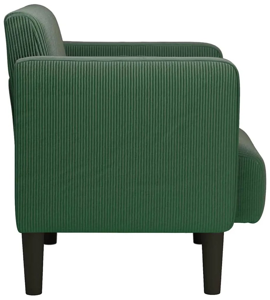 Poltrona com apoio de braços 54 cm tecido corduroy verde escuro