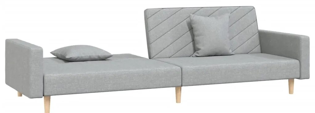 Sofá-cama 2 lugares com duas almofadas tecido cinzento-claro