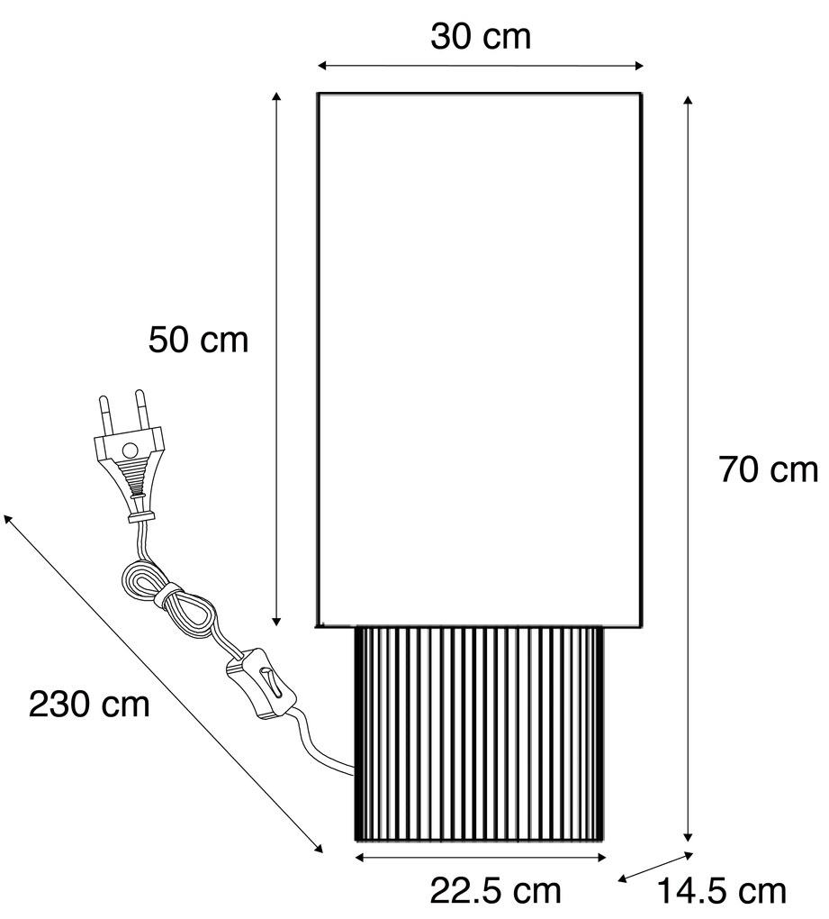 Candeeiro de pé Japandi madeira com abajur de linho 70cm - Lamel Japandi