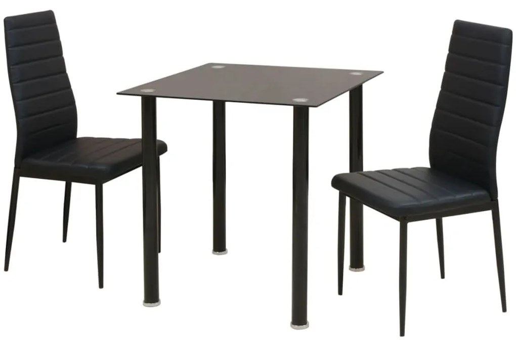 Conjunto mesa de jantar e cadeiras 3 pcs preto
