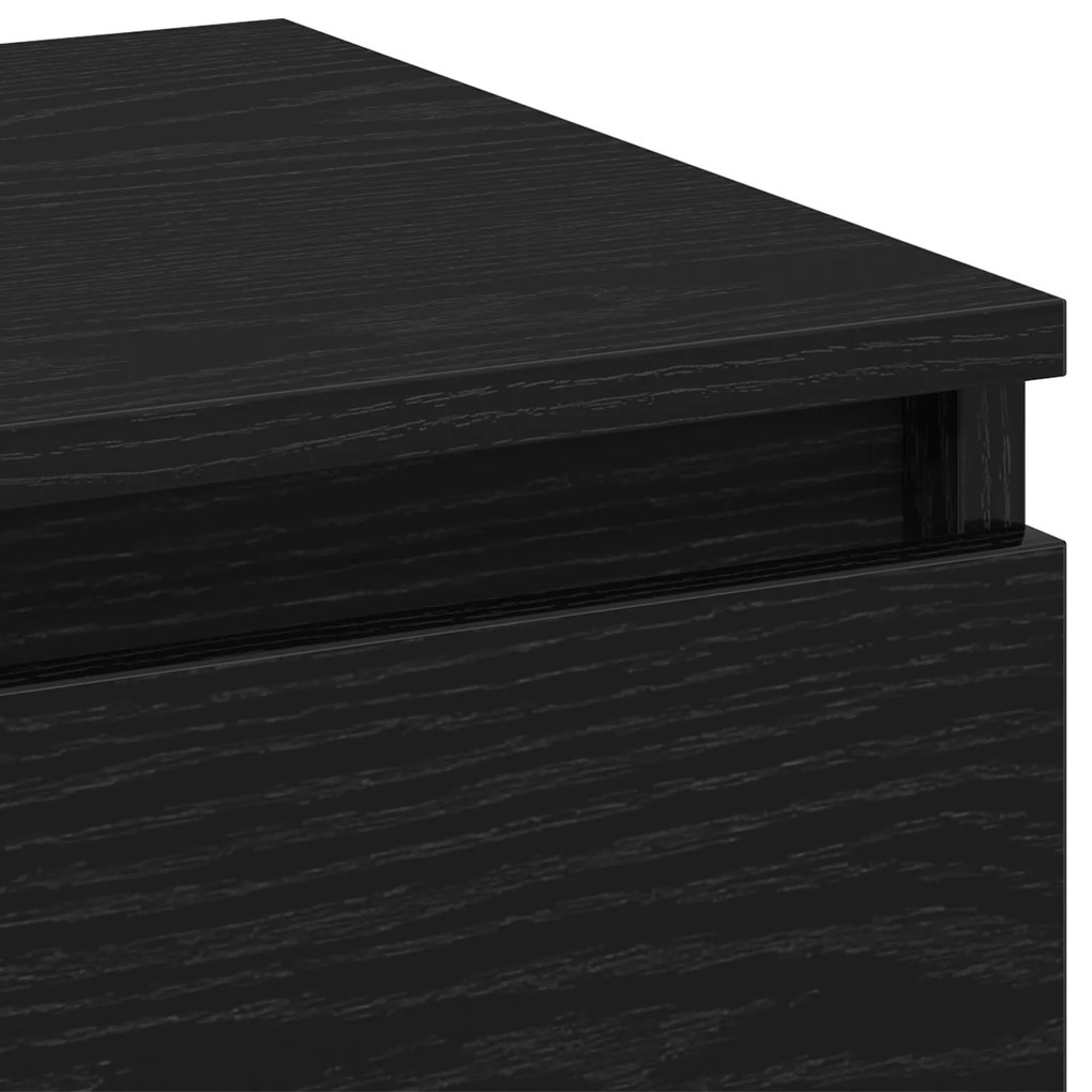 Cabeceira de noite vidaXL Preto Carvalho 40x35x70 cm Madeira do engend