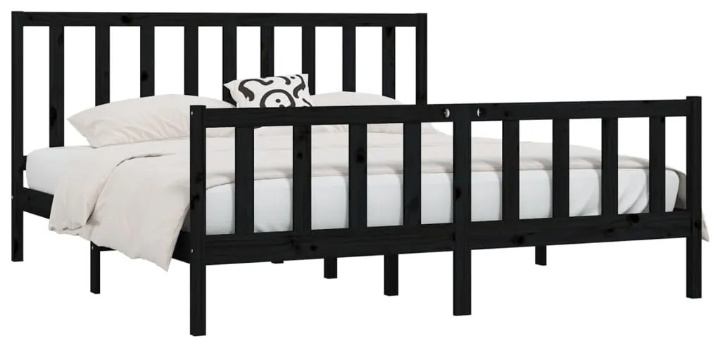 Estrutura de cama 200x200 cm madeira maciça preto