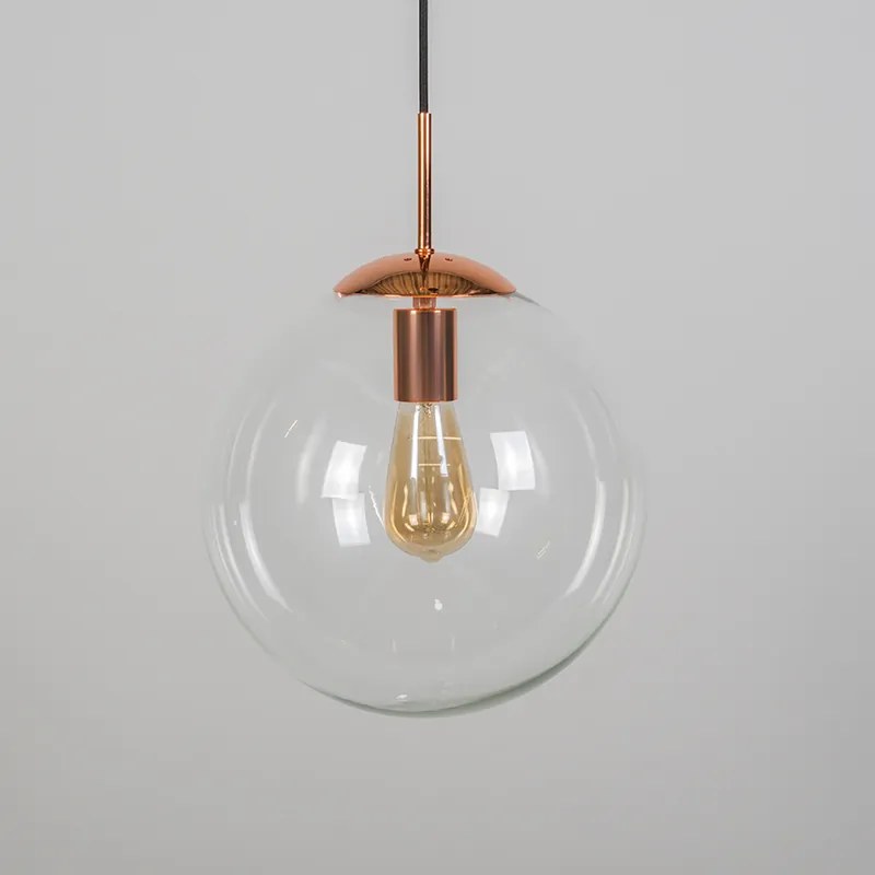 Candeeiro de suspensão Art Déco cobre com vidro transparente 30 cm - Ball 30