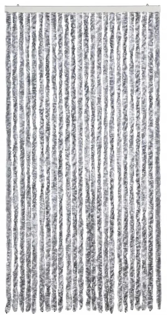Cortina anti-insetos 100x230 cm chenille branco e cinzento