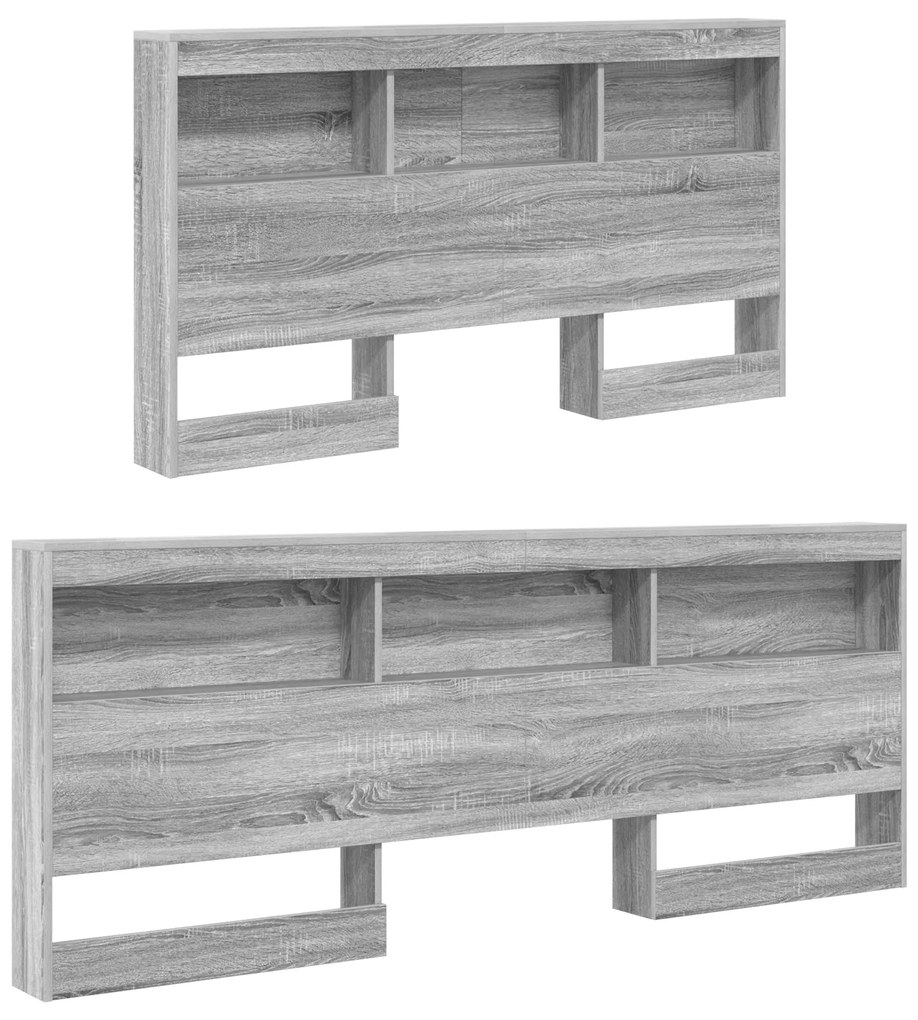 Cama com Estante Cinza Sonoma 140x200 cm Madeira Industrial