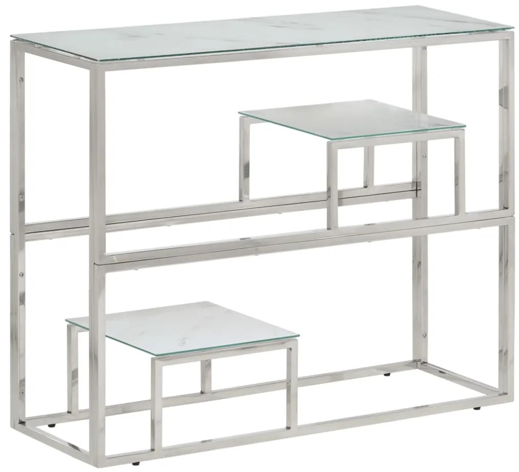 vidaXL Mesa consola aço inoxidável e vidro temperado prateado