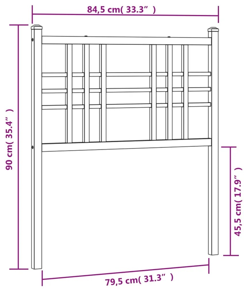 Cabeceira de cama 80 cm metal branco