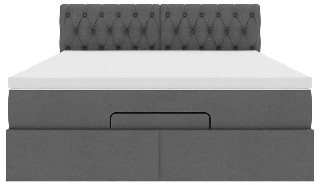 Cama otomana com colchão 140x200 cm tecido cinzento escuro