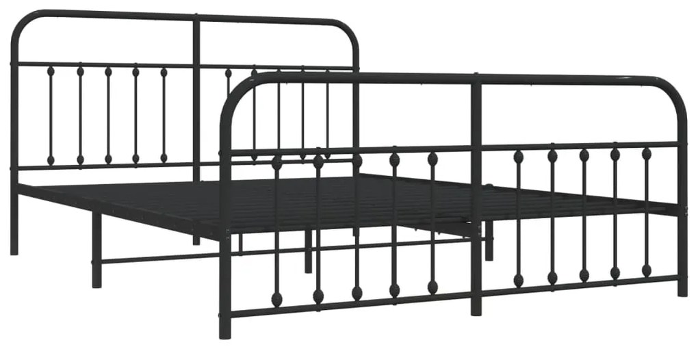 Estrutura de cama com cabeceira e pés 183x213 cm metal preto