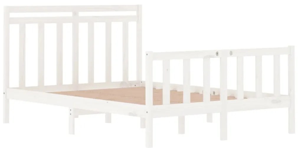 Estrutura de cama casal 135x190 cm madeira maciça branco