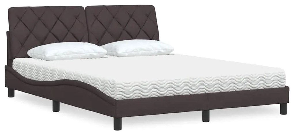vidaXL Cama com colchão 160x200 cm tecido castanho-escuro