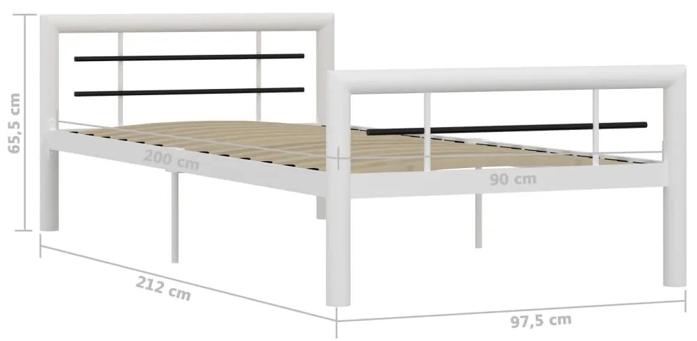 Estrutura de cama 100x200 cm metal branco e preto