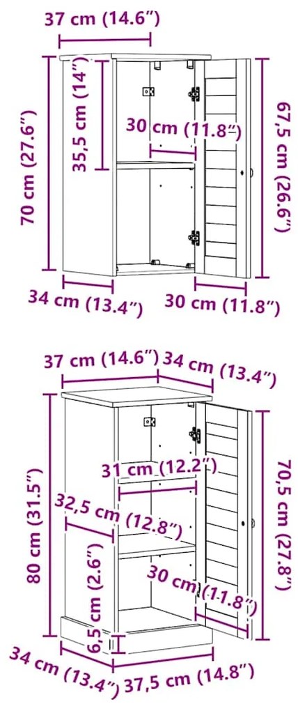 Conjunto de Móveis para Banheiro 2 pcs Marrom e marrom mel