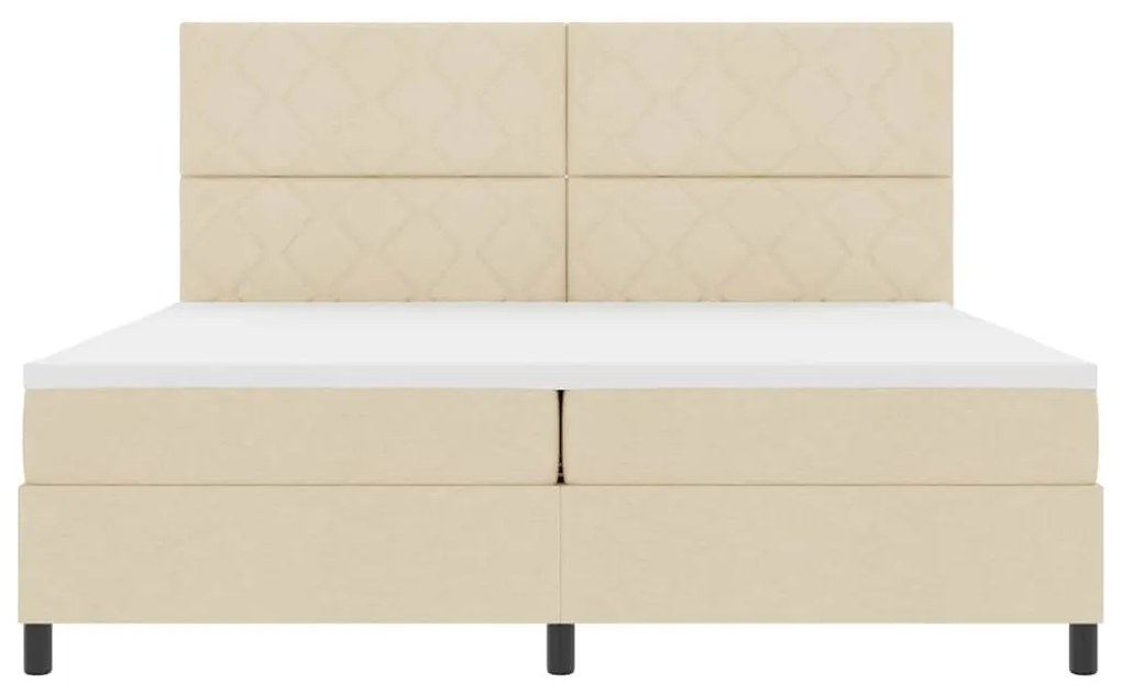 Cama com Estrado e Colchão com Luz LED - Creme, 200 x 200 cm, Tecido