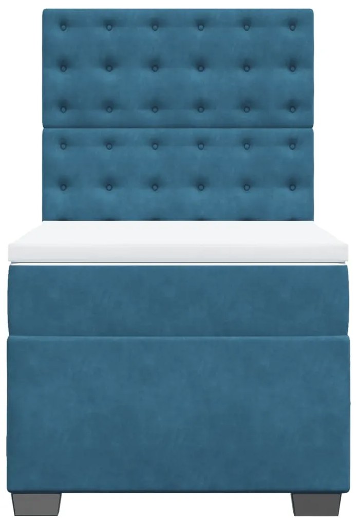 Cama boxspring com colchão 90x200 cm veludo azul