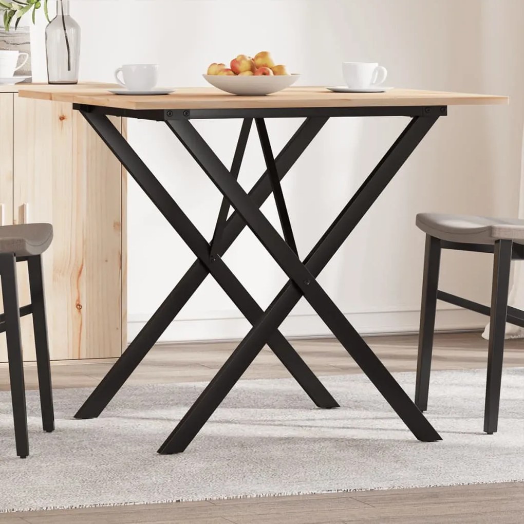 vidaXL Mesa de jantar estrutura em X 80x80x75 cm pinho e aço