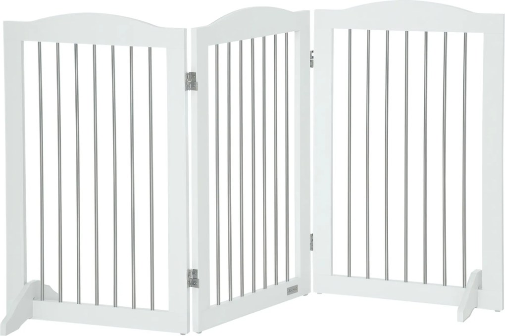 PawHut Barreira para Cães Dobrável 154x30x80 cm com Suporte e 3 Painéis Branco | Aosom Portugal