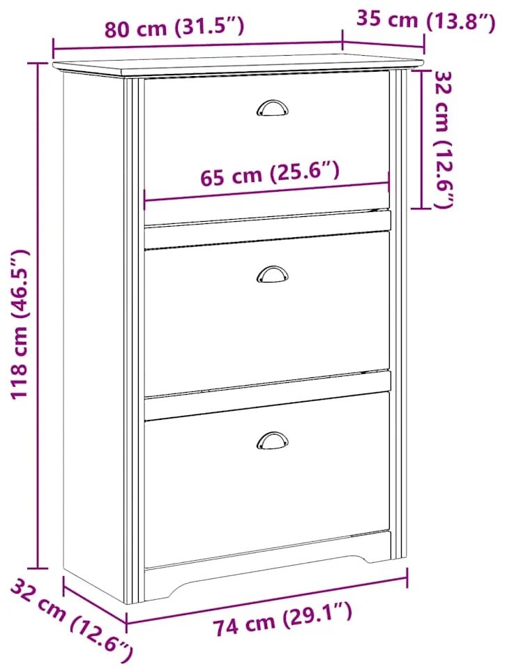 Sapateira BODO 80x35x118 cm branco