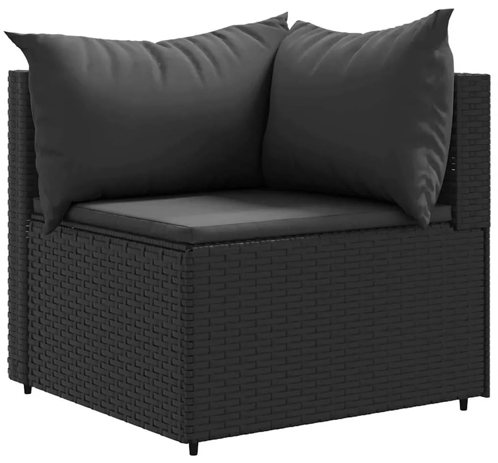 8 pcs conjunto lounge de jardim c/ almofadões vime PE preto