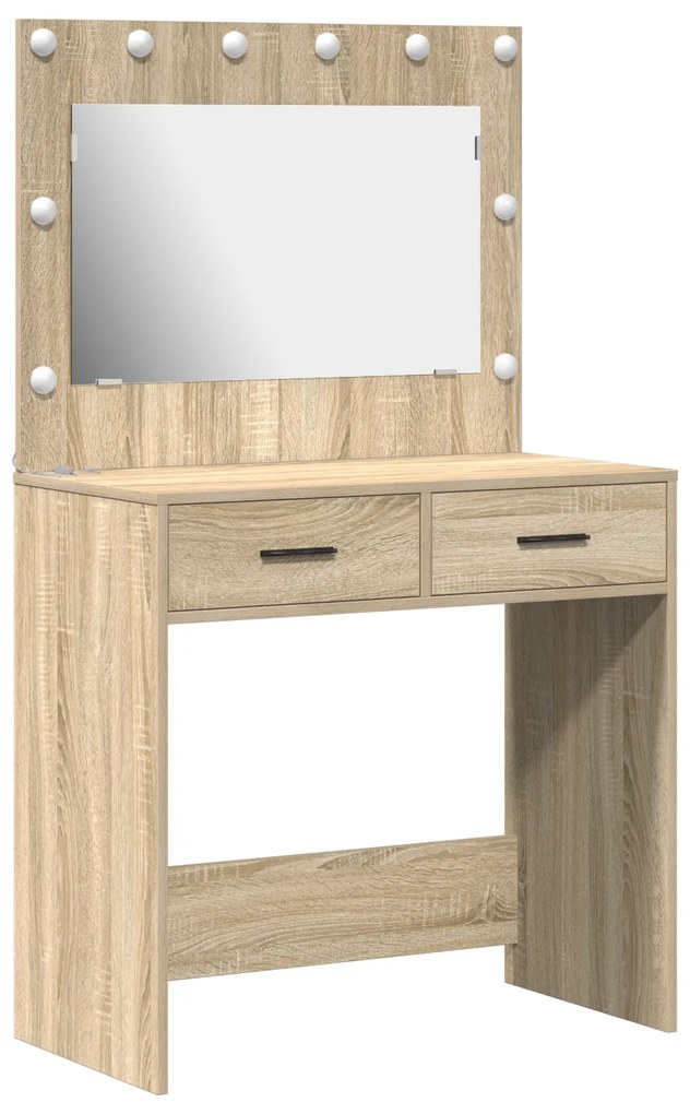 Mesa de Maquilhagem com Luzes LED Carvalho Sonoma 78.5x41x135 cm