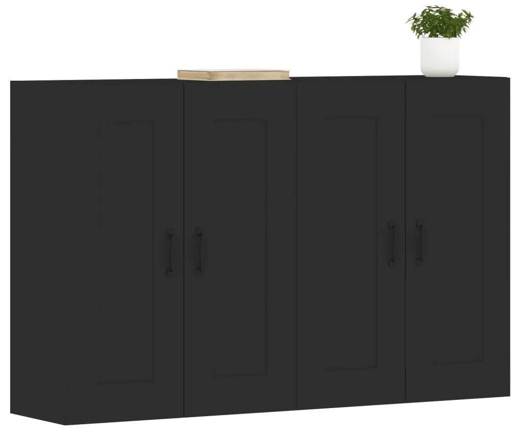 Móveis de parede 2 pcs derivados de madeira preto