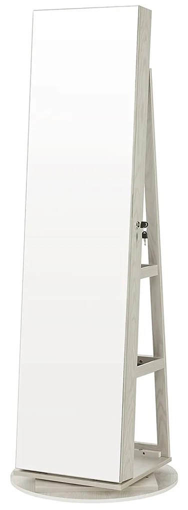 Armário de joias com espelho de corpo inteiro | SONGMICS | 55 x 55 x 162 cm | branco | JJC007W01.