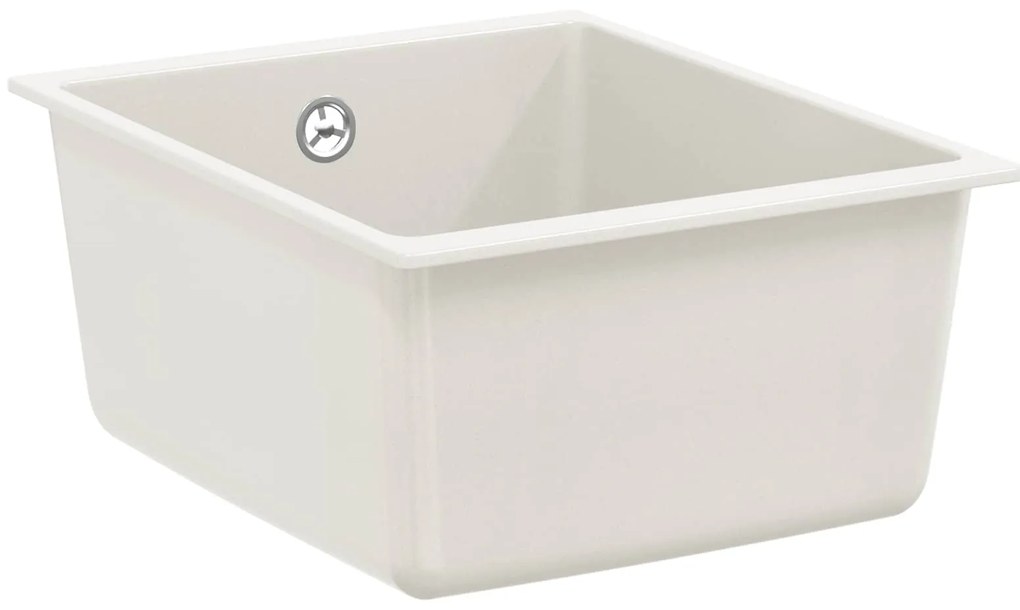 vidaXL Pia Branco 370 x 460 mm 80% Quartzo e 20% Resina