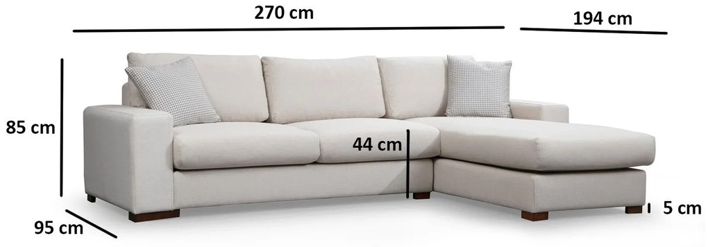 Sofá de Canto Loop – Branco – 270 x 194 cm
