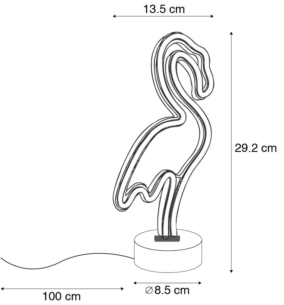 Candeeiro de Mesa Neon Branco com LED - Flamenco Design