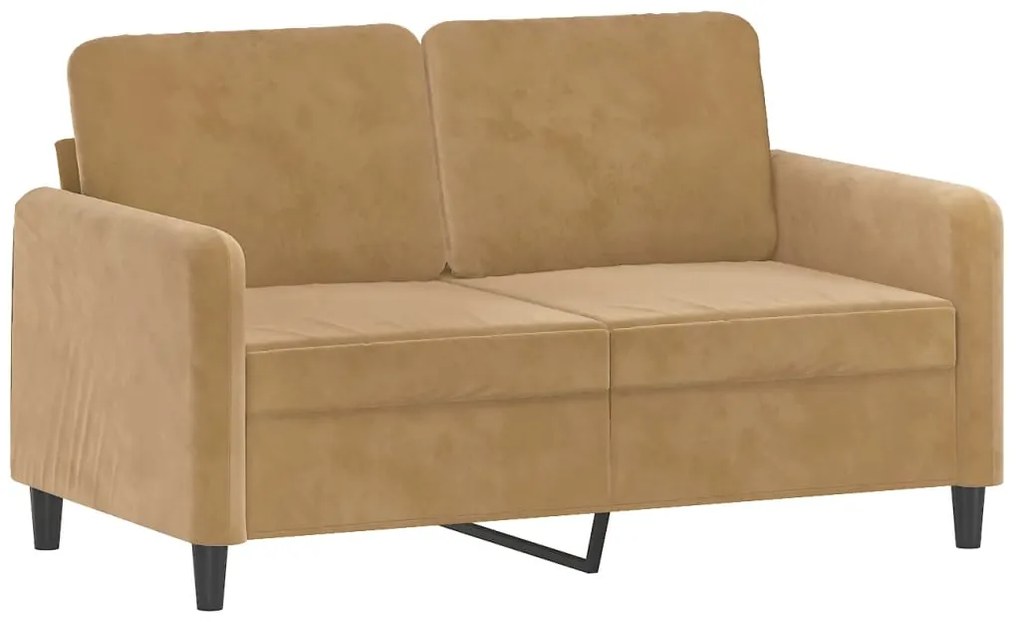 2 pcs conjunto de sofás com almofadas veludo castanho