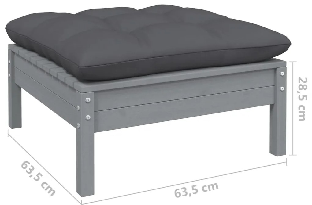 13 pcs conj. lounge de jardim com almofadões antracite pinho