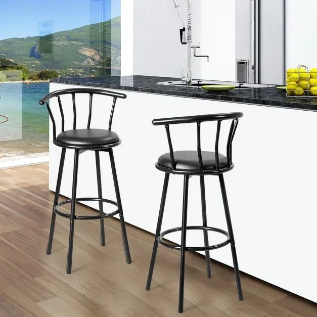 Conjunto de 2 bancos de bar alto de metal 55 x 56 x 102 para cozinha, sala de jantar, cozinha industrial Preto