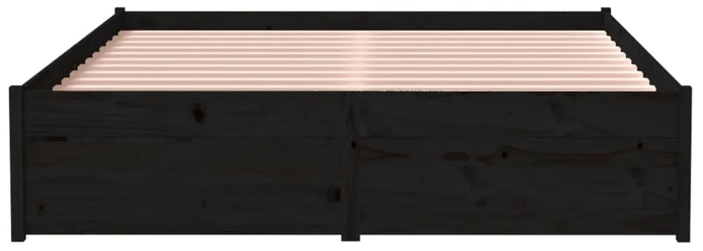 Estrutura cama pequena casal 120x190 cm pinho maciço preto
