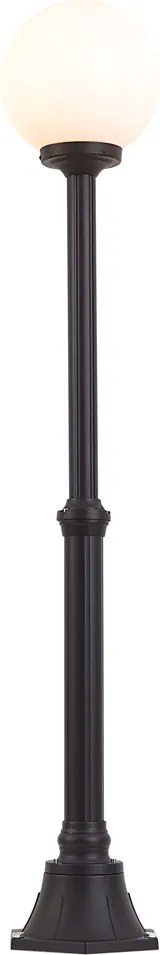 Candeeiro de Pé Exterior Clássico Preto com Vidro Opalino 140cm IP44 - Champs