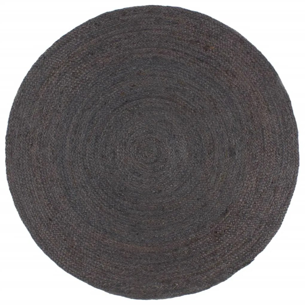 Tapete artesanal em juta redondo 210 cm cinzento-escuro