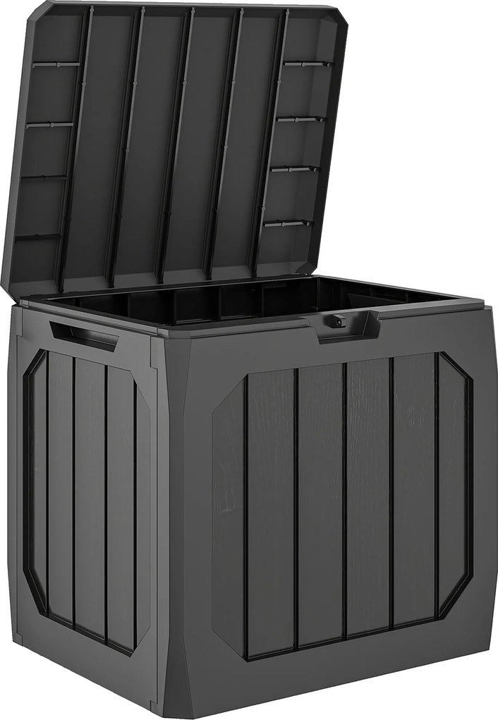 Baú de Armazenamento Exterior em Plástico com Capacidade de 121L 2 Alças e Tampa Impermeável 56x45x53 cm Preto