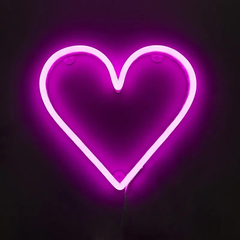 Luminária de parede rosa com controle remoto incl. LED - Coração de néon Design,Moderno