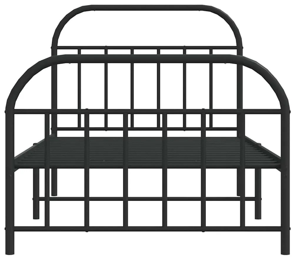 Estrutura de cama com cabeceira e pés 100x190 cm metal preto